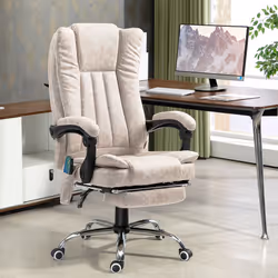 Vinsetto 6-Point Vibrating Heat Massage Chair w/ Microfibre Upholstery Cream
