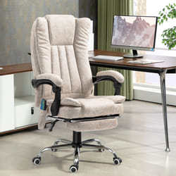 Vinsetto 6-Point Vibrating Heat Massage Chair w/ Microfibre Upholstery Cream