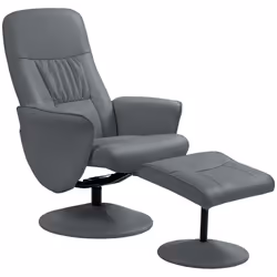 HOMCOM PU Leather Armchair and Footrest Swivel Recliner w/ Ottoman Grey - Additional view 7
