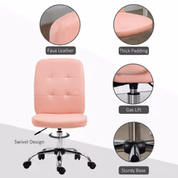 Faux Leather Home Office Chair with Adjustable Height, Pink