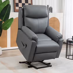 HOMCOM Power Lift Chair Electric Riser Armchair with Remote Control, Grey