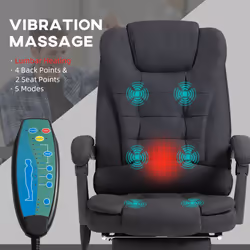Vinsetto Heated Vibration Massage Office Chair with Footrest,Black
