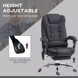 Vinsetto Heated Vibration Massage Office Chair with Footrest,Black - Additional view 4