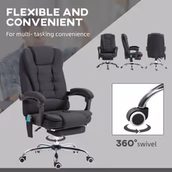 Vinsetto Heated Vibration Massage Office Chair with Footrest,Black - Additional view 5
