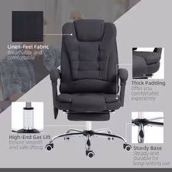 Vinsetto Heated Vibration Massage Office Chair with Footrest,Black - Additional view 6