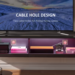 HOMCOM High Gloss TV Stand Unit Wall Mounted with LED Lights, Black - Additional view 5