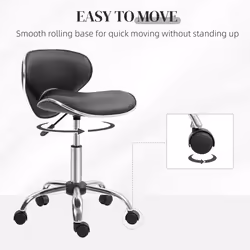 HOMCOM Office Chair Beauty Salon Rolling Technician Stool Chair Black - Additional view 4
