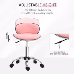 HOMCOM Office Chair Beauty Salon Rolling Technician Stool Chair Pink