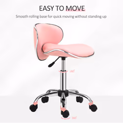HOMCOM Office Chair Beauty Salon Rolling Technician Stool Chair Pink
