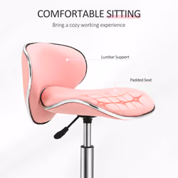 HOMCOM Office Chair Beauty Salon Rolling Technician Stool Chair Pink - Additional view 4