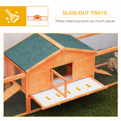 PawHut Wooden Rabbit Hutch Guinea Pig Hutch, Orange, 309 x 70 x 87cm - Additional view 4