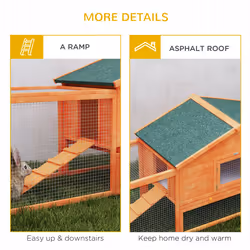 PawHut Wooden Rabbit Hutch Guinea Pig Hutch, Orange, 309 x 70 x 87cm - Additional view 5