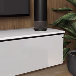 HOMCOM Wall Mounted TV Stand Unit with Storage and High Gloss Effect, White - Additional view 8