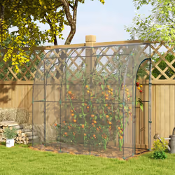 Outsunny 214x118x212cm Walk-In Lean to Wall Tunnel Plastic Greenhouse with Doors
