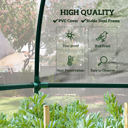 Outsunny 214x118x212cm Walk-In Lean to Wall Tunnel Plastic Greenhouse with Doors