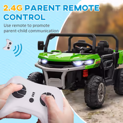 HOMCOM 12V 2 Seater Kids Electric Ride-On Car w/ Electric Bucket - Green