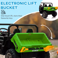 HOMCOM 12V 2 Seater Kids Electric Ride-On Car w/ Electric Bucket - Green - Additional view 5