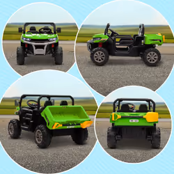 HOMCOM 12V 2 Seater Kids Electric Ride-On Car w/ Electric Bucket - Green - Additional view 7