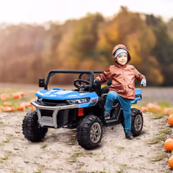 HOMCOM 12V 2 Seater Kids Electric Ride-On Car w/ Electric Bucket - Blue