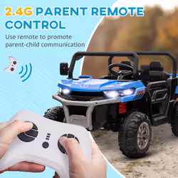 HOMCOM 12V 2 Seater Kids Electric Ride-On Car w/ Electric Bucket - Blue