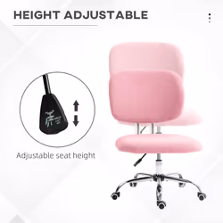 Vinsetto Fluffy Home Office Chair with Adjustable Height, Armless, Pink
