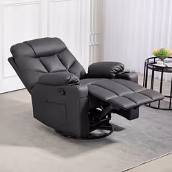 HOMCOM Manual Recliner Chair with Footrest, Cup Holder, Swivel Base, Black - Additional view 4
