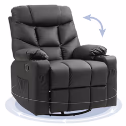 HOMCOM Manual Recliner Chair with Footrest, Cup Holder, Swivel Base, Black - Additional view 7