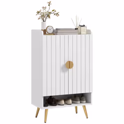 HOMCOM Shoe Storage Cabinet with 2 Doors for 15 Pairs of Shoes, White - Additional view 7