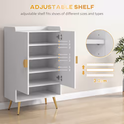 HOMCOM Shoe Storage Cabinet with 2 Doors for 15 Pairs of Shoes, White - Additional view 8