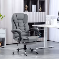 HOMCOM Executive Office Chair PU Leather Swivel Chair with Footrest Grey