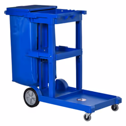 HOMCOM Cleaning Cart On Wheels, Housekeeping Trolley w/ 3 Tier Shelves, Blue - Additional view 8