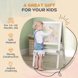 AIYAPLAY 2-in-1 Double-Sided Easel for Kids, with Storage Shelf- Blue - Additional view 5