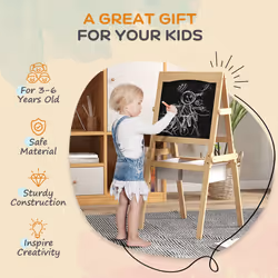 AIYAPLAY 3 in 1 Kids Easel with Paper Roll, Storage Baskets - Natural - Additional view 5