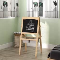 AIYAPLAY 3 in 1 Kids Easel with Paper Roll, Storage Baskets - Natural - Additional view 7