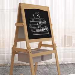 AIYAPLAY 3 in 1 Kids Easel with Paper Roll, Storage Baskets - Natural - Additional view 8
