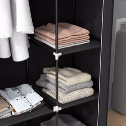 HOMCOM Fabric Wardrobe w/ Shelves Hanging Rail Foldable Closets Black - Additional view 6