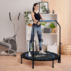 HOMCOM 40" Foldable Mini Fitness Trampoline w/ Foam Handle, Blue