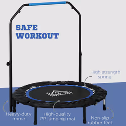 HOMCOM 40" Foldable Mini Fitness Trampoline w/ Foam Handle, Blue