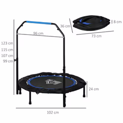 HOMCOM 40" Foldable Mini Fitness Trampoline w/ Foam Handle, Blue - Additional view 6