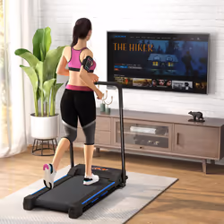 HOMCOM 1-6 km/h Folding Motorised Treadmill Walking w/ Remote Control, Blue - Additional view 4