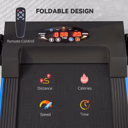 HOMCOM 1-6 km/h Folding Motorised Treadmill Walking w/ Remote Control, Blue - Additional view 7