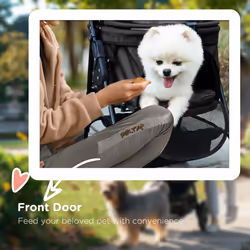 PawHut Pet Stroller Foldable Travel Carriage w/ Brake Basket Canopy, Black - Additional view 5