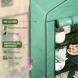 Outsunny 90 x 49 x 160cm Portable Mini Greenhouse with Shelves, Green