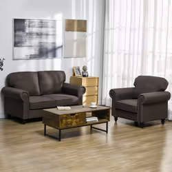 HOMCOM 2 Seater Sofa for Living Room, with Nailhead Trim, Dark Brown - Additional view 5