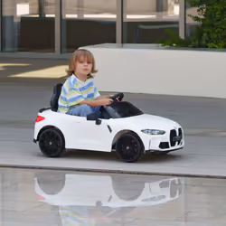 AIYAPLAY 12V BMW M4 Licensed Kids Electric Car w/ Remote, Suspension, White