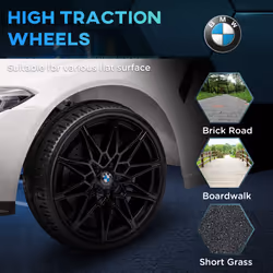 AIYAPLAY 12V BMW M4 Licensed Kids Electric Car w/ Remote, Suspension, White - Additional view 6