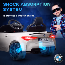 AIYAPLAY 12V BMW M4 Licensed Kids Electric Car w/ Remote, Suspension, White - Additional view 7