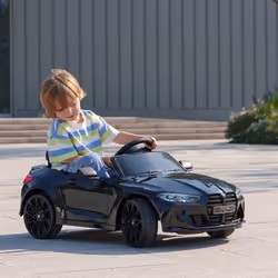 AIYAPLAY 12V BMW M4 Licensed Kids Electric Car w/ Remote, Suspension - Black