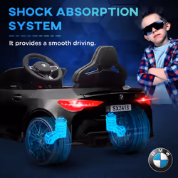 AIYAPLAY 12V BMW M4 Licensed Kids Electric Car w/ Remote, Suspension - Black - Additional view 7