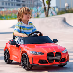 AIYAPLAY 12V BMW M4 Licensed Kids Electric Car w/ Remote, Suspension - Red